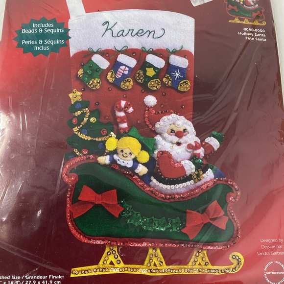NIP Vintage Janlynn Holiday Santa #090-0050 Felt Appliqué Stocking Kit - Picture 6 of 7